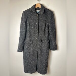 MONSOON Women’s Tweed Dark Academia Wool Blend Button Down Coat UK10 EUR38 US6